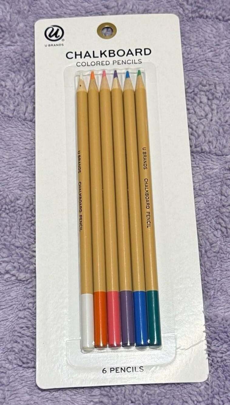 U Brands Chalkboard Colored Pencils 6 Pack New
